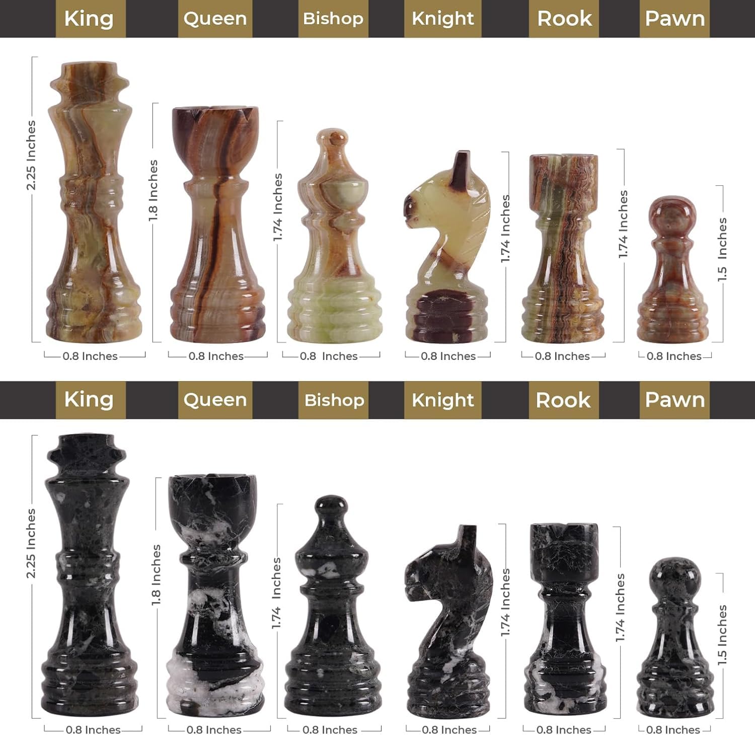Set di scacchi in marmo per adulti con scatola portaoggetti complementare, giochi da tavolo fatti a mano nero e verde da 30,5 cm per adulti, set di scacchi di alta qualità con regine