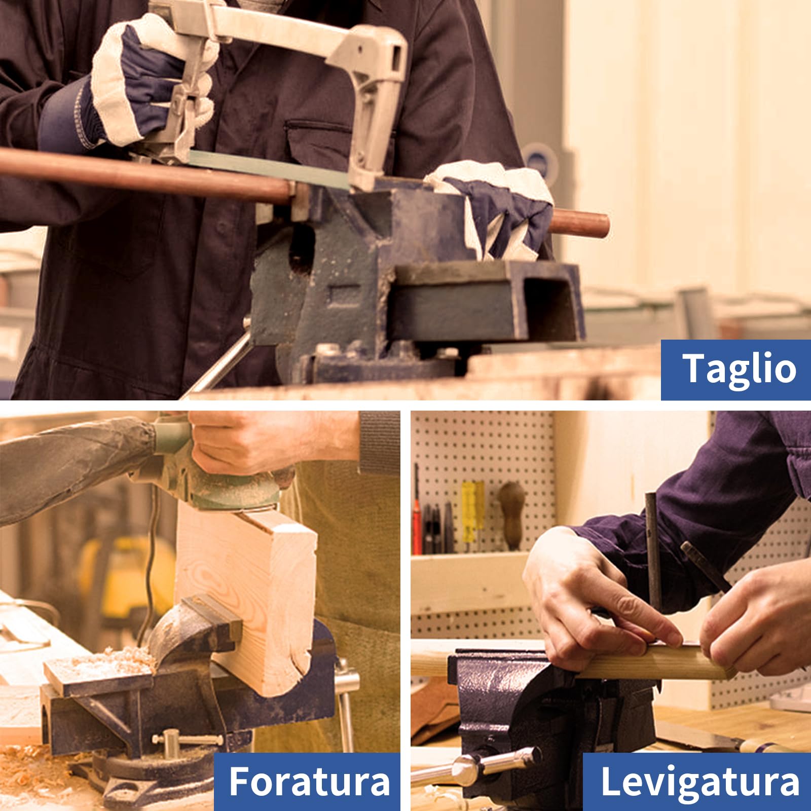 HYCHIKA Morsa da Banco 152 mm 6 Pollici 360° Girevole per Lavorazione Legno e Metallo