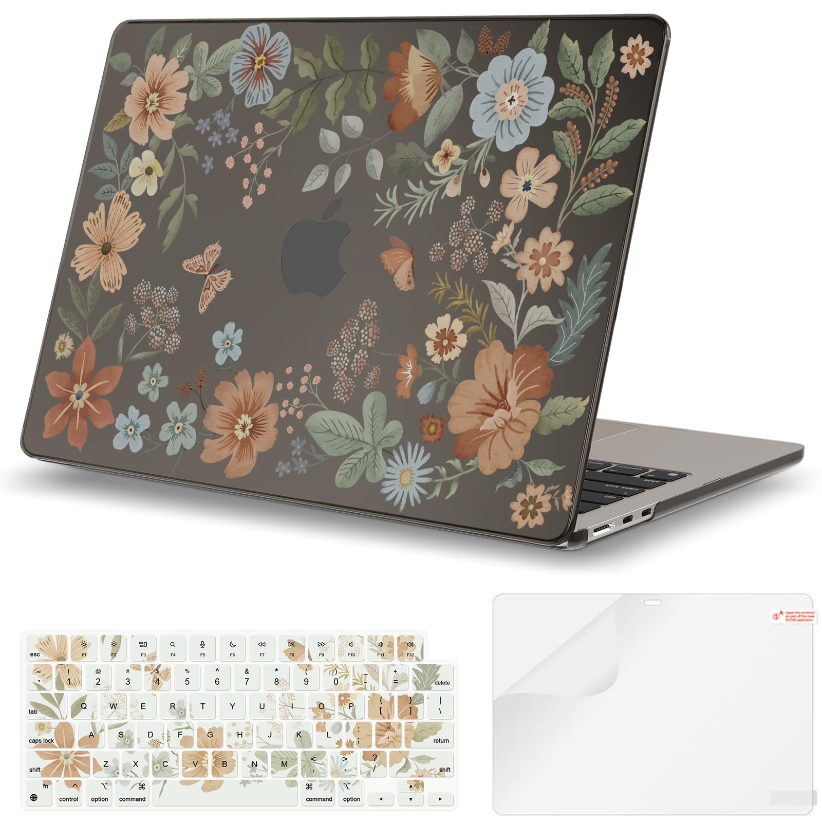 iCasso for M4 MacBook Air 13 inch Case 2026 2025-2022 M3 M2 Model A3240 A3113 A2681, [Ultra Thin Armor][100% Ultra Clear], Air 13.6'' Flower Crystal