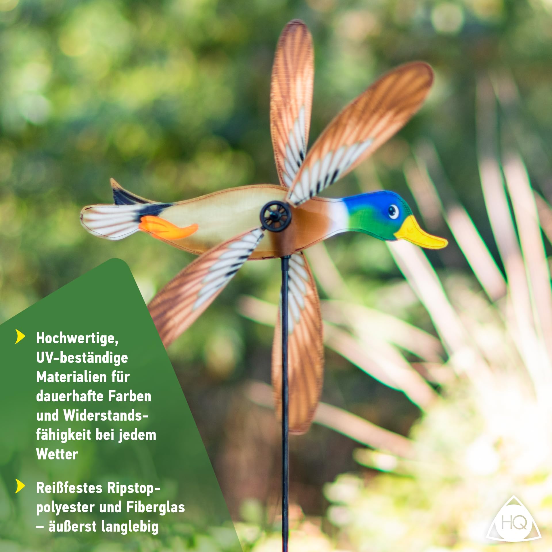 HQ Design Windspiration - Paddle Spinner, UV-beständige und wetterfeste Windspiel Deko für Garten, Terrasse und Balkon - Windrad inkl. Standstab (Sea Turtle)