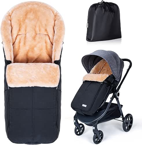 Orzbow Chanceliere Bebe Poussette, Fausse Peau d'agneau, Chanceliere Universelle pour