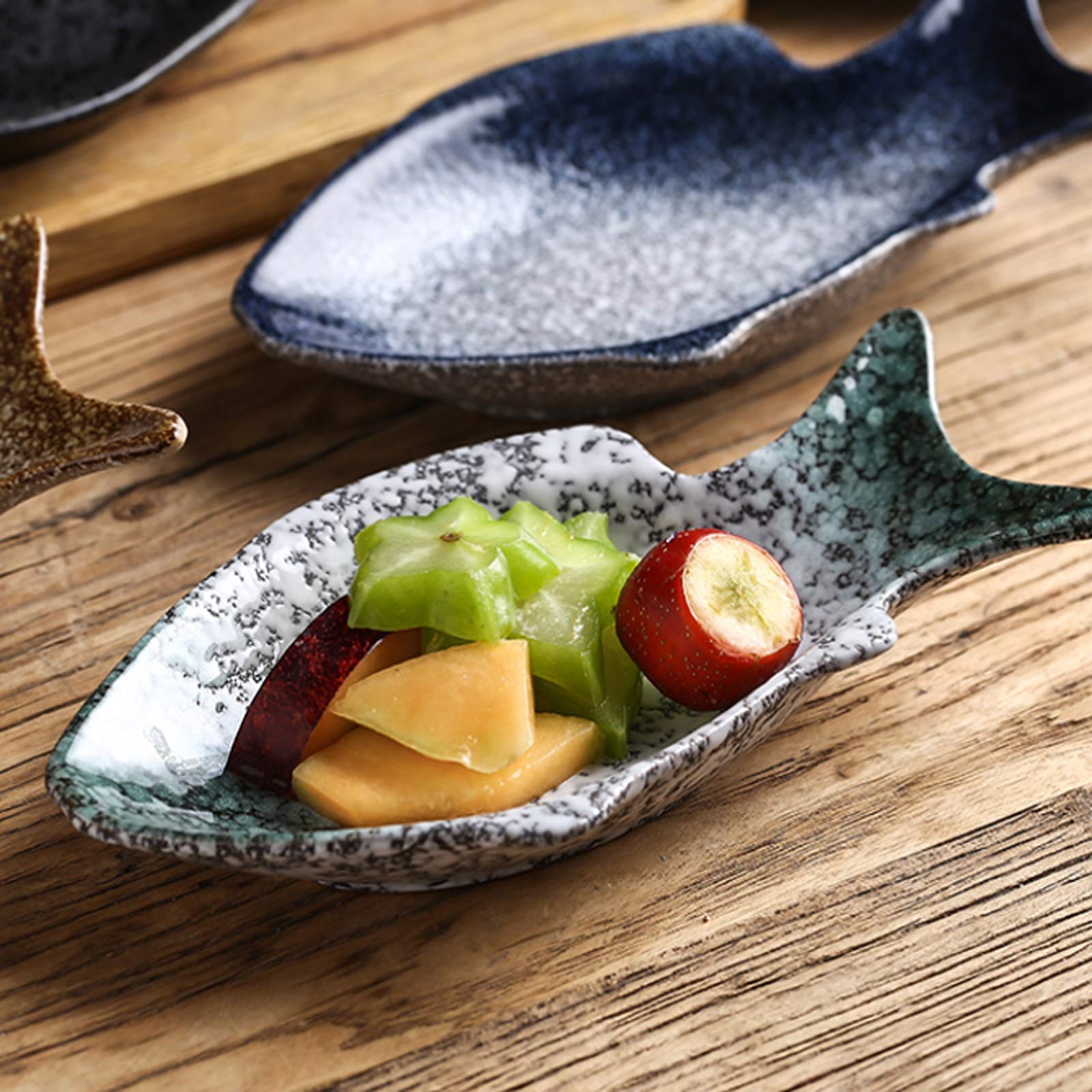 Saucenschale, 6 Stück, interessante Fischform, Keramik, Soja-Essig-Tauchplatte, Gewürz-Untertasse