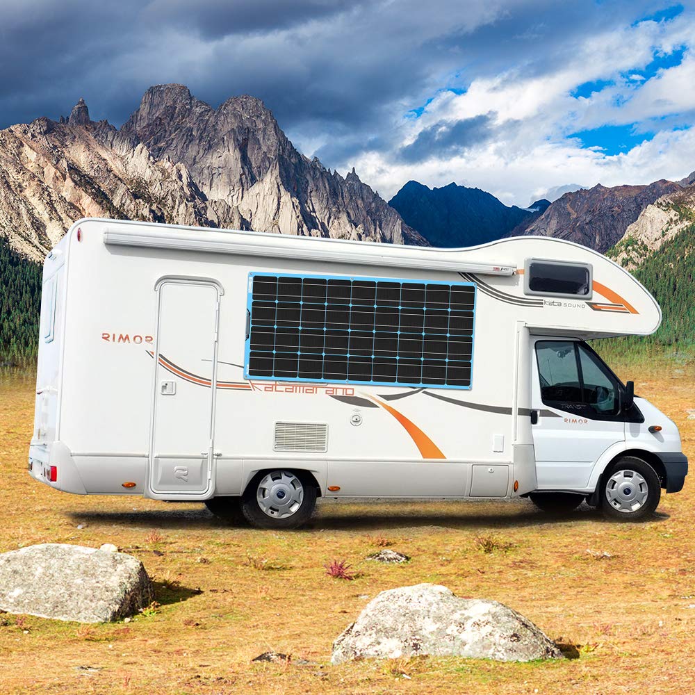 XINPUGUANG Kit pannello solare 200W 2 pezzi 100w 18v Pannelli solari flessibili Modulo monocristallino fotovoltaico Regolatore solare 20A per camper, auto, barche, roulotte, batteria 12v (Blue)