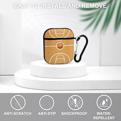 Miniatura 3 de Funda para AirPod 1 y 2 para cancha de baloncesto con llavero rígido, accesorios para la piel
