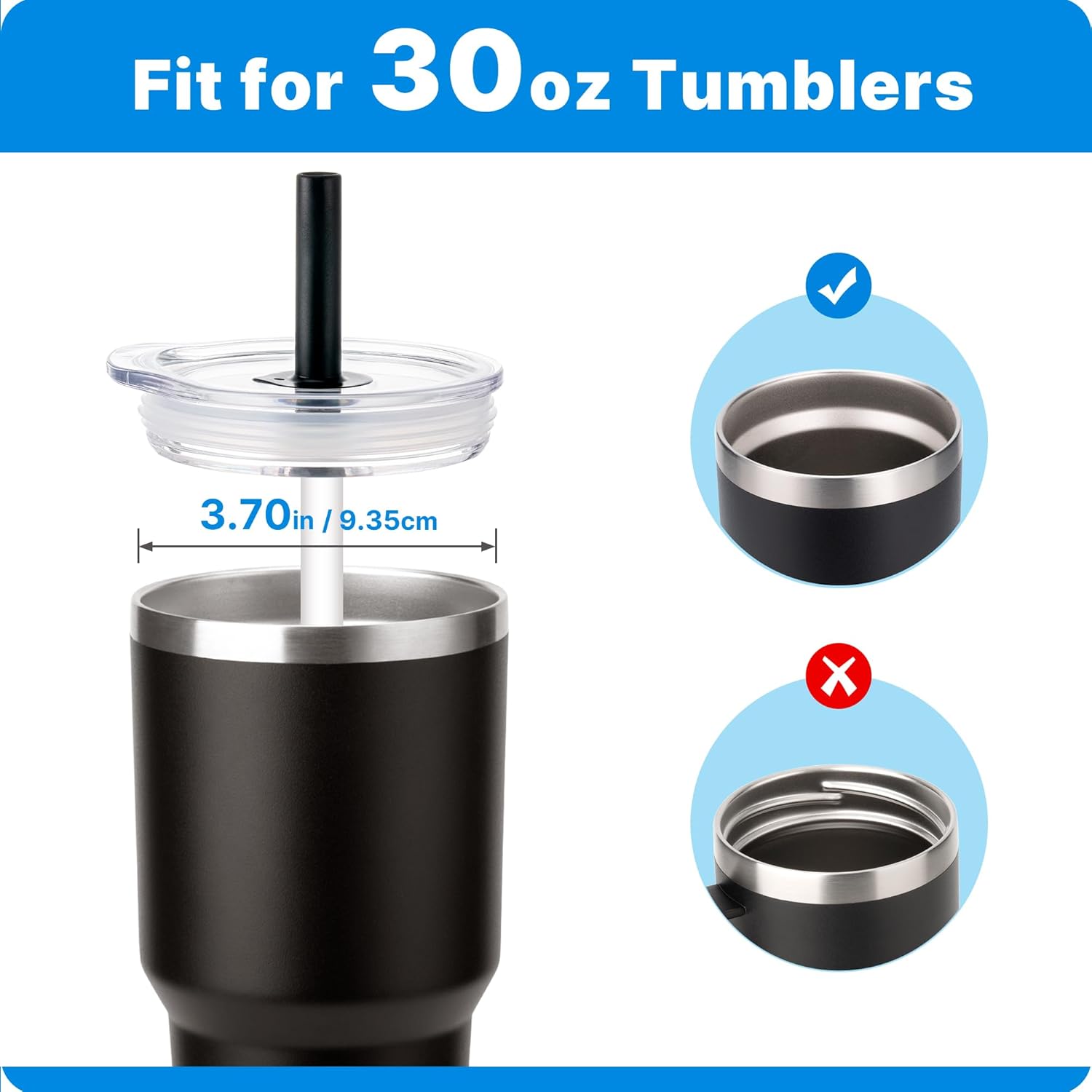 30 oz Tumbler Lid with Straw for YETI, Replacement Lid for YETI Rambler 26 oz Cup, 30 oz Tumbler, 35 oz Straw Mug, BPA Free Lids(Orange)