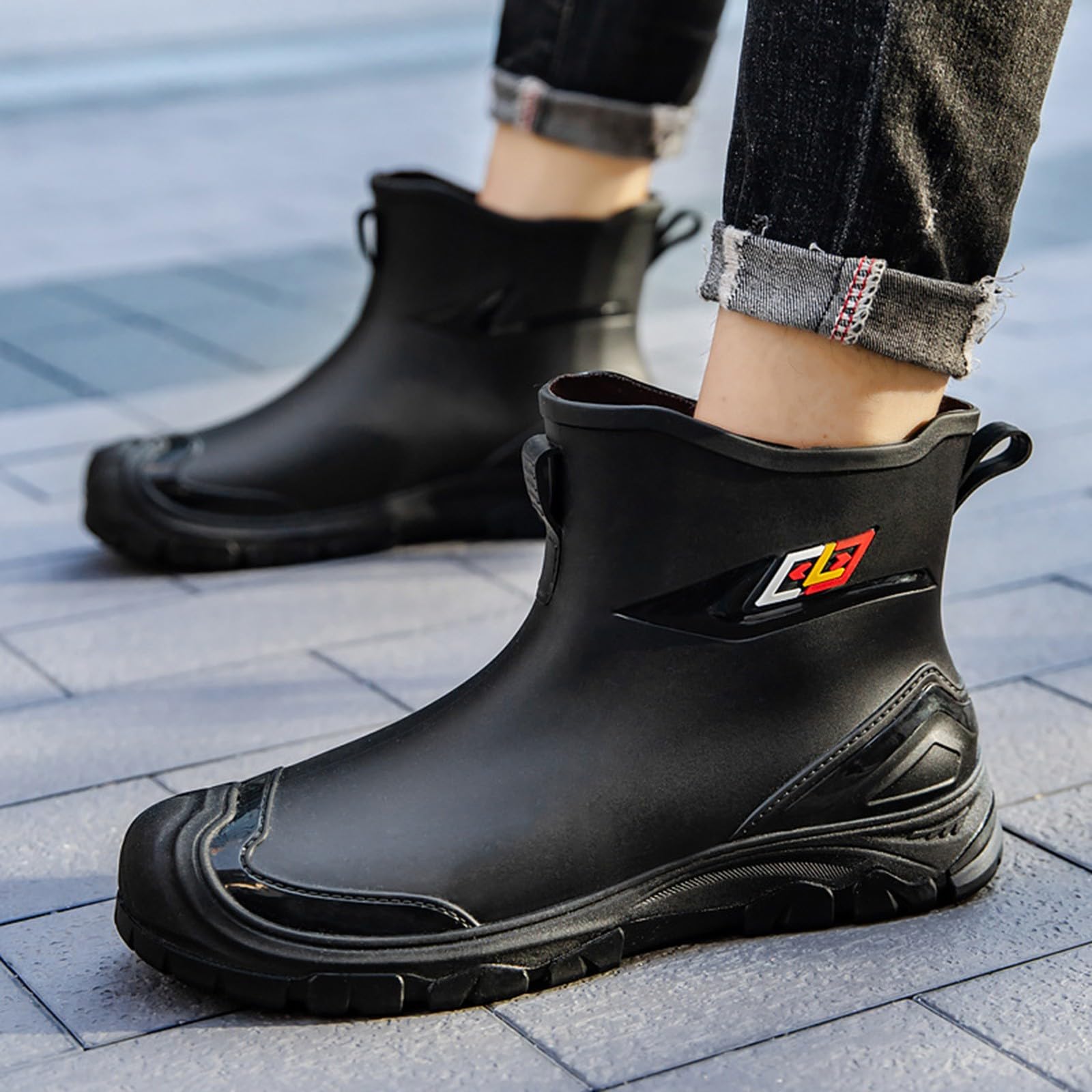 Botas de lluvia para hombre, botas de lluvia, zapatos de goma, impermeables, botines de tobillo, botas de lluvia, botas de goma para exteriores, botas de jardín, botas de goma antideslizantes