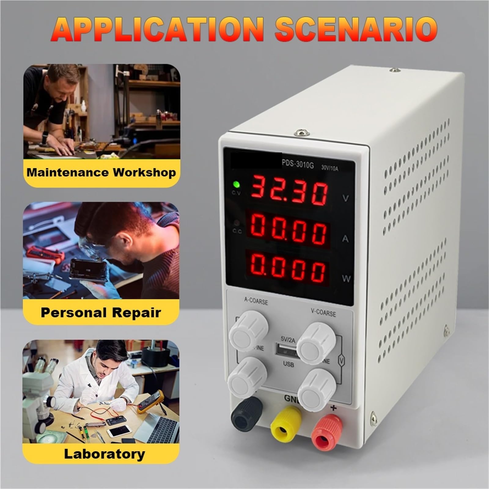 Alimentatore da Laboratorio, Alimentatore da laboratorio CC Regolabile Regolatore di tensione Alimentatore da banco a commutazione con ricarica USB