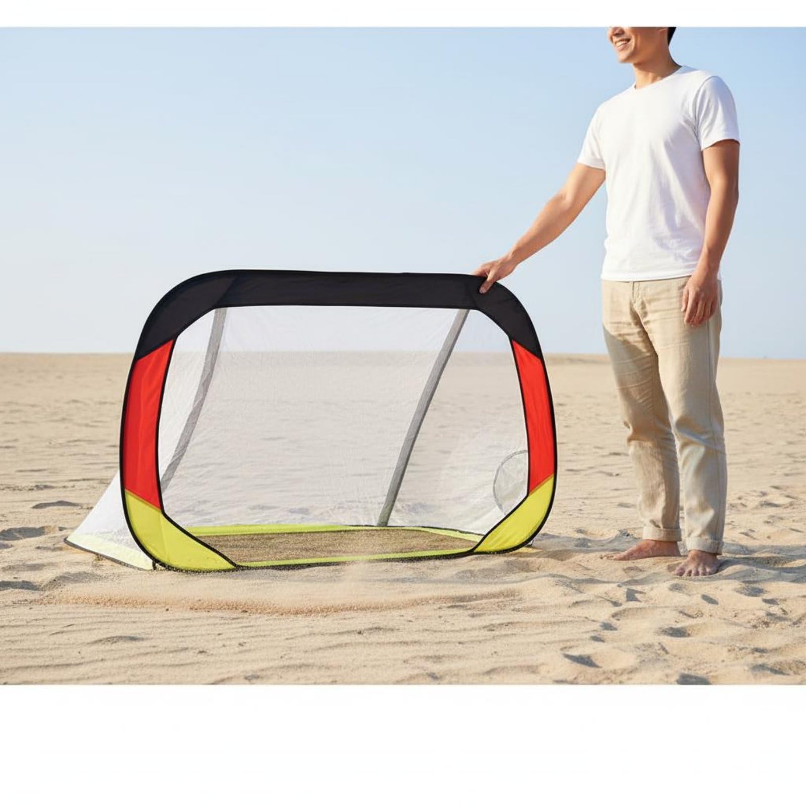 Porta da Calcio Pieghevole Rete Calcio Portatile Mini Porta Allenamento Up Semplice da Aprire con Rete Robusta E Supporto Flessibile in Acciaio Adatta