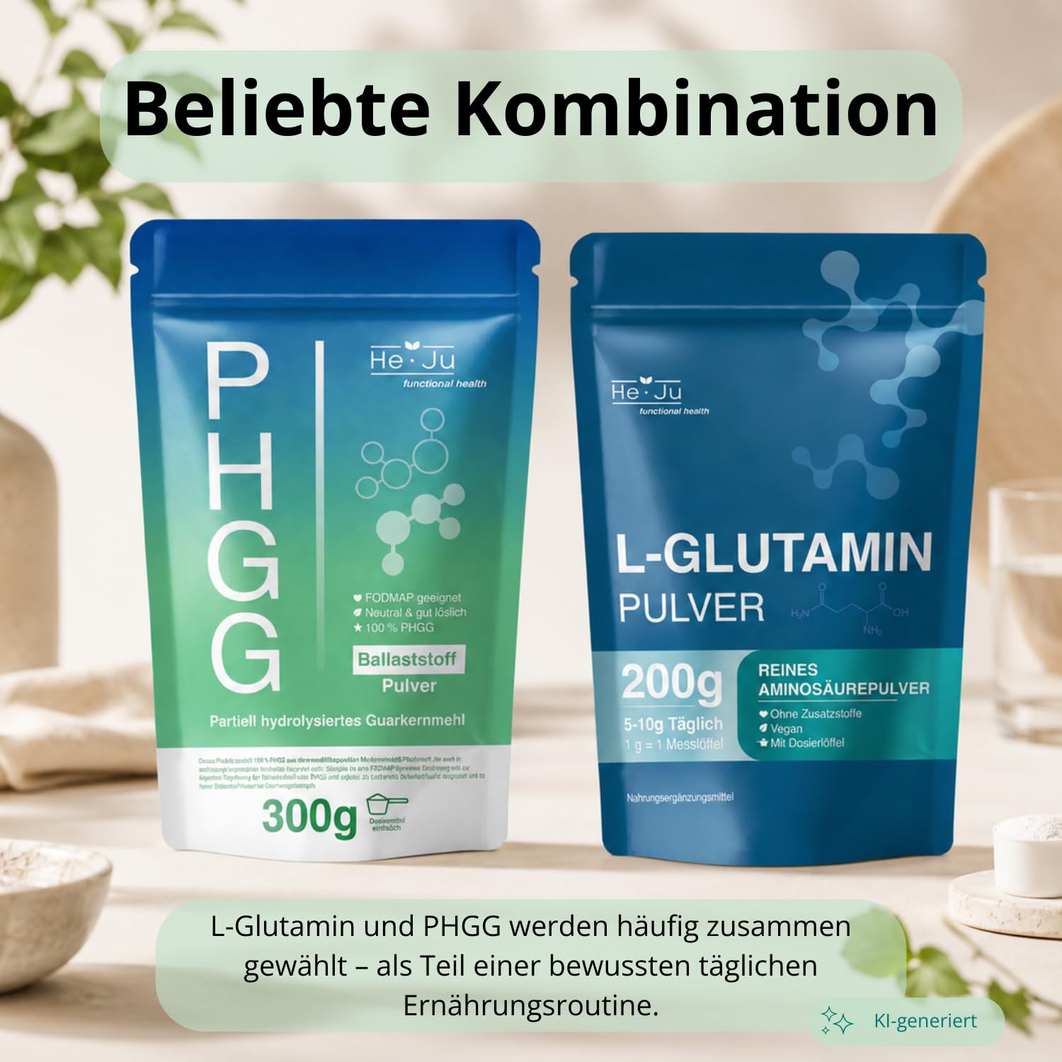 He-Ju PHGG Poudre de fibres (Fibalance®) 300 g, fibres FODMAP 60 portions, 100 % poudre PHGG avec cuillère doseuse de 1 g, neutre et bien soluble, testée en laboratoire