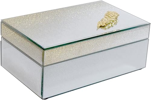 Caja de joyería de madera de cristal espejo, Organizador de lujo titular antiguo impresionante cajón, Caja grande con terciopelo interior, Regalos