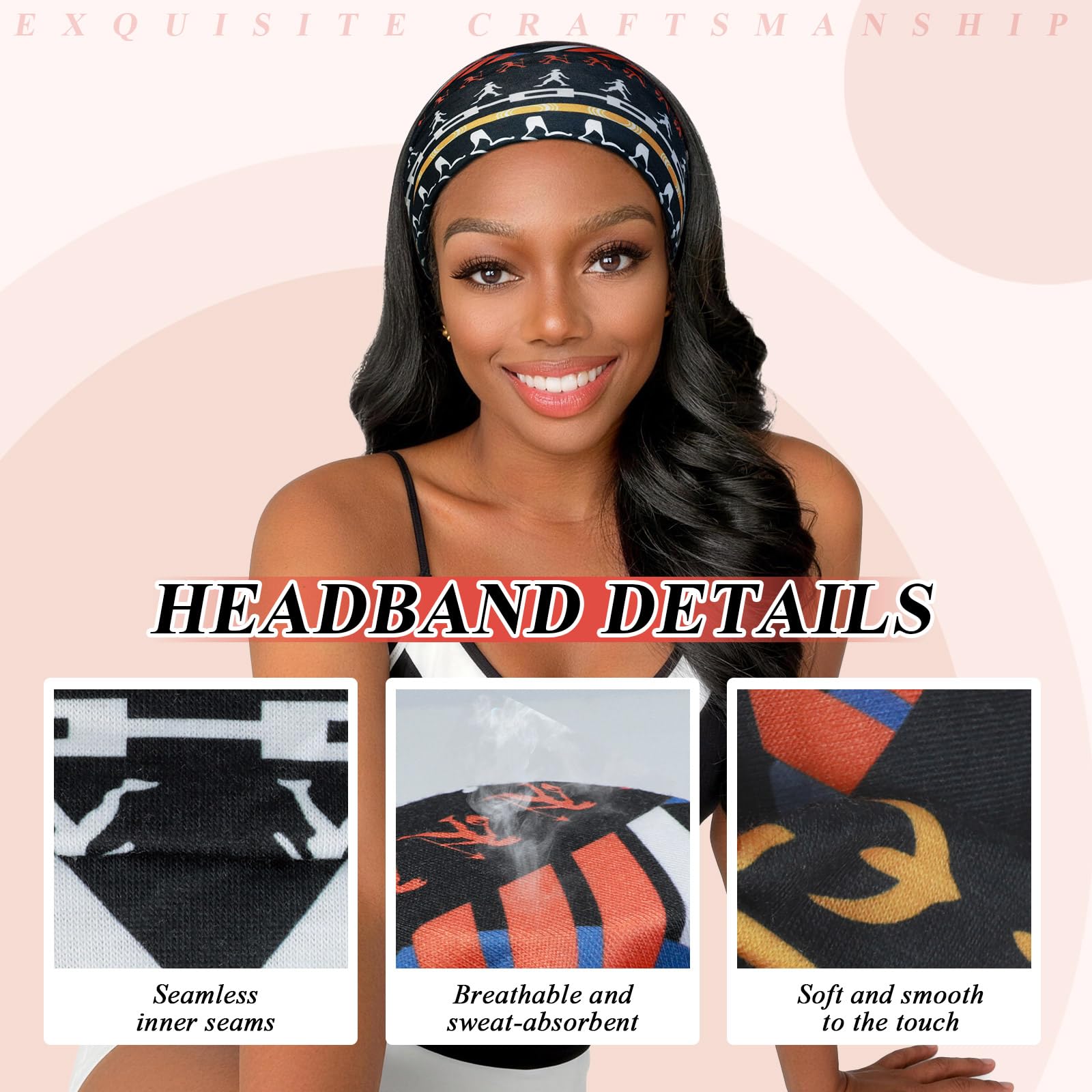4 fasce africane, 2 pezzi di seta, copricapo bohémien, stampa retrò, fascia elastica per capelli alla moda, accessorio per capelli da donna