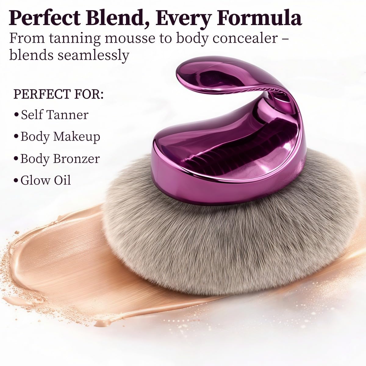 Blend & Blur Selbstbräunungsbürste, extra groß, Kabuki-Körperbürste für Selbstbräuner, hochdichter Körper-Make-up-Pinsel, makellose Beine, Make-up & Bronzer Selbstbräuner-Applikator für