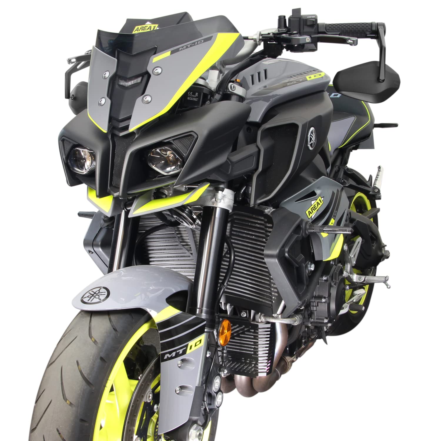 Area1 Specchietti retrovisori universali per moto, coppia, omologati, ad esempio per Duke SMC/R MT07 MT09 MT125 Z900 Z650 Z500 Z125 CMX CB 500 Hornet SV650 GSXS GSF Bandit R12 S1000 Tuono RnineT