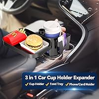 Vista 2 de KDD Expansor de portavasos para automóvil, adaptador de portavasos 3 en 1 con base ajustable, soporte para teléfono desmontable y bandeja