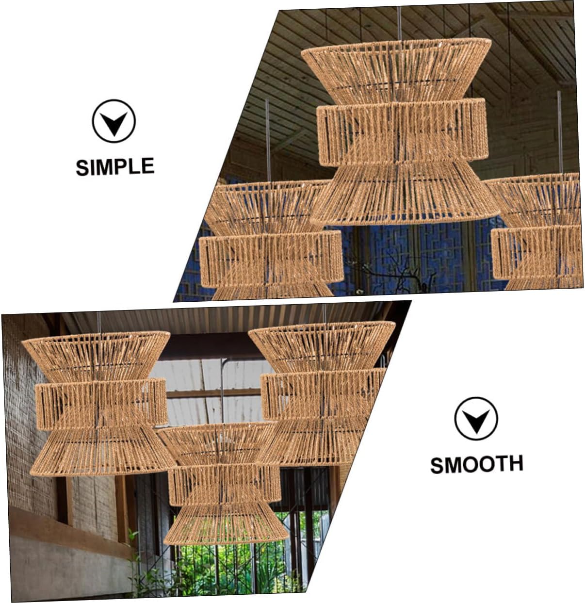 ARTIBETTER Hemp Rope Retro Lampshade Decorative Ceiling Light for Living Rustic Pendant Lampshade Boho Ceiling Lighting Fixture