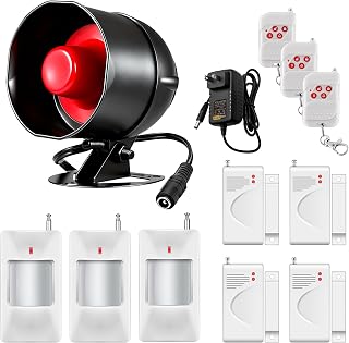 Alarmanlage Haus Set mit 115dB Sirene – Funk Einbruchschutz & Hausalarmanlagen für Lager, Garage & Wohnmobil – Kabellos Türalarm, Fensteralarm, Bewegungsmelder & Fernbedienung, Ohne Bohren