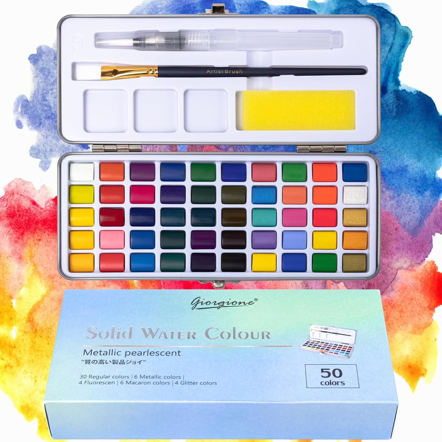 Hmeuest Watercolour Paint Set, 50 Artist Quality Watercolour Paints