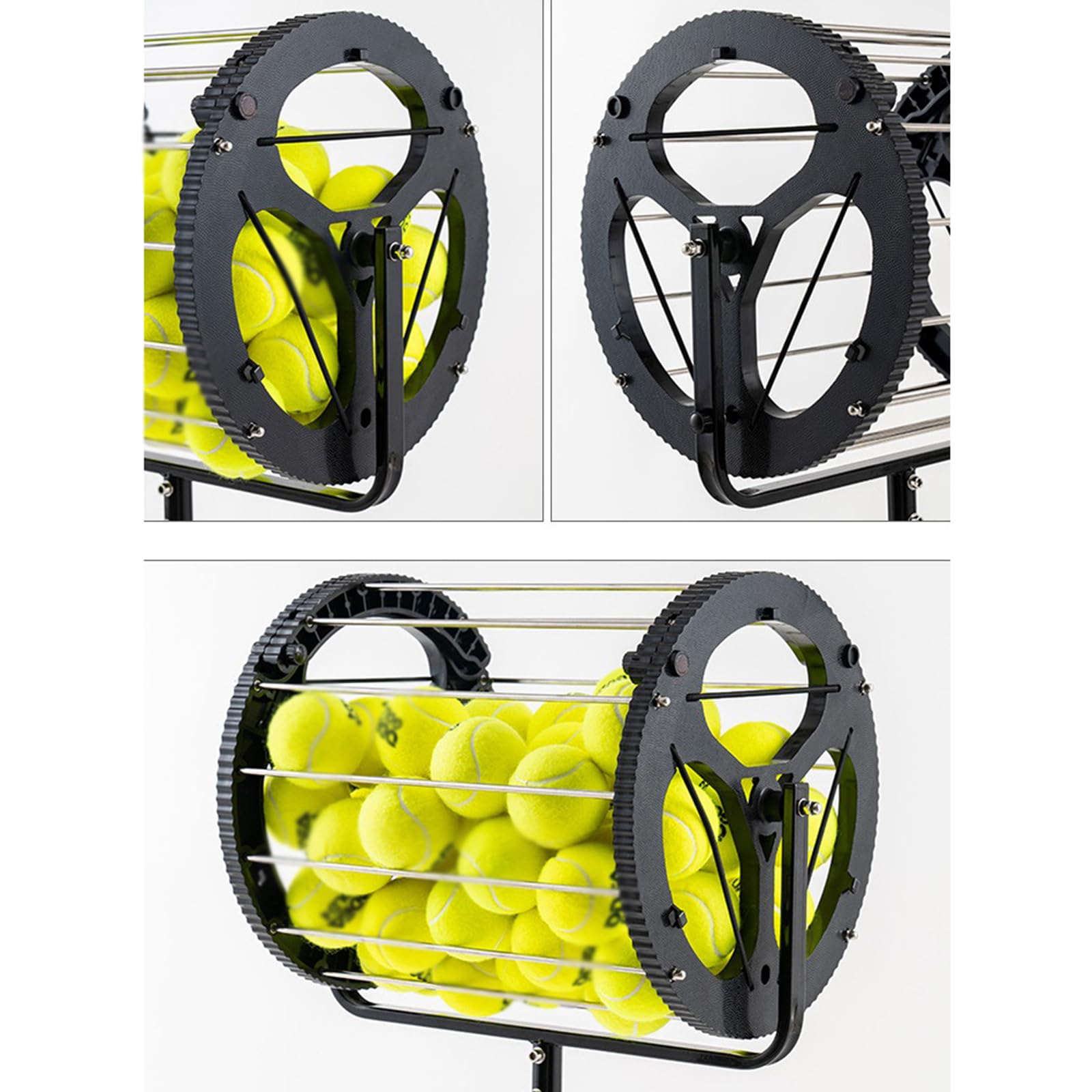 Raccoglitore per palline da tennis 2 in 1, portatile, con capacità di 80 palline, design ergonomico, struttura in acciaio inox per scuole, allenatori, club