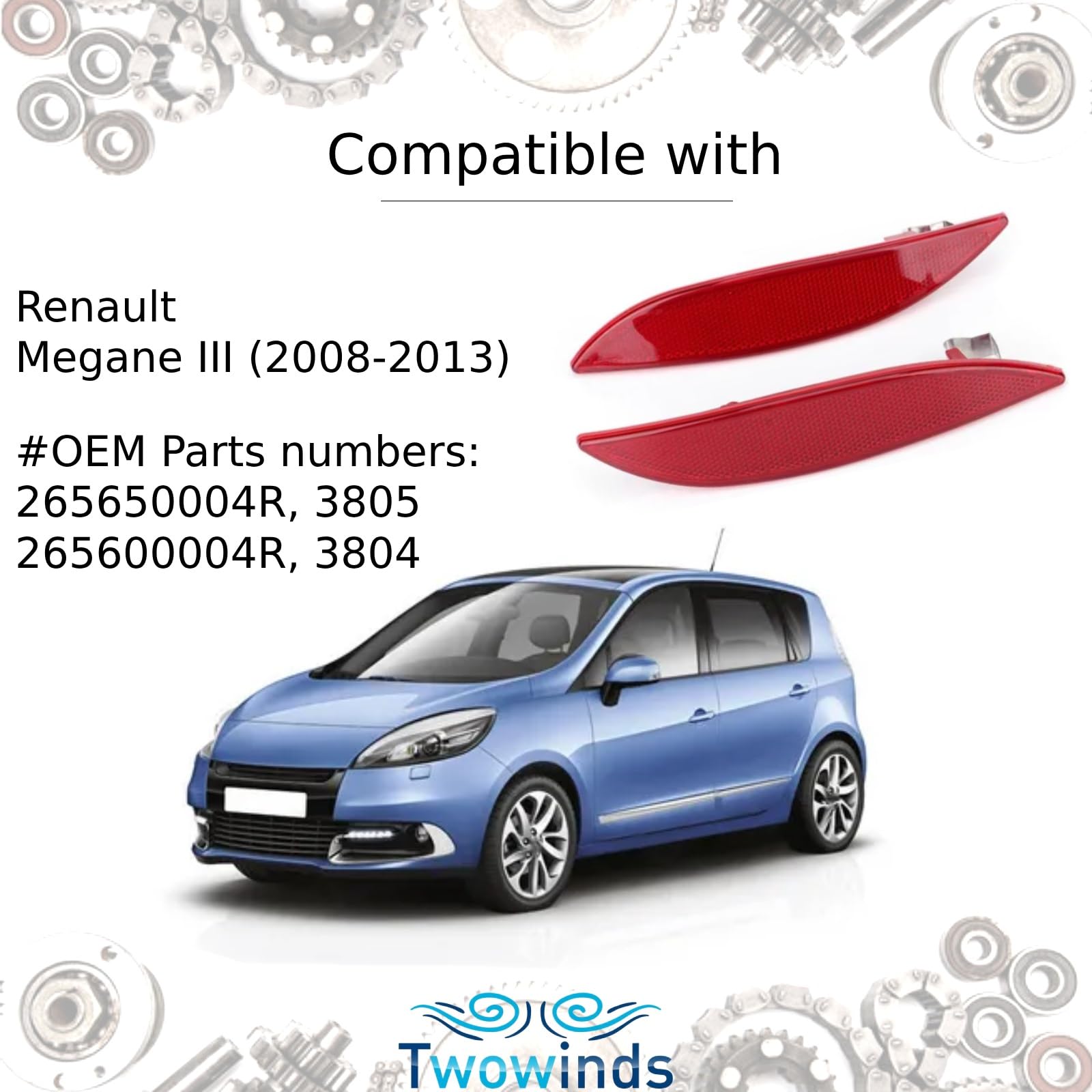 Eosnow Strisce Catarifrangenti Paraurti Posteriore Sinistra Destra 265600004r Adatta Per Megane Mk3 2008 2013 78999392
