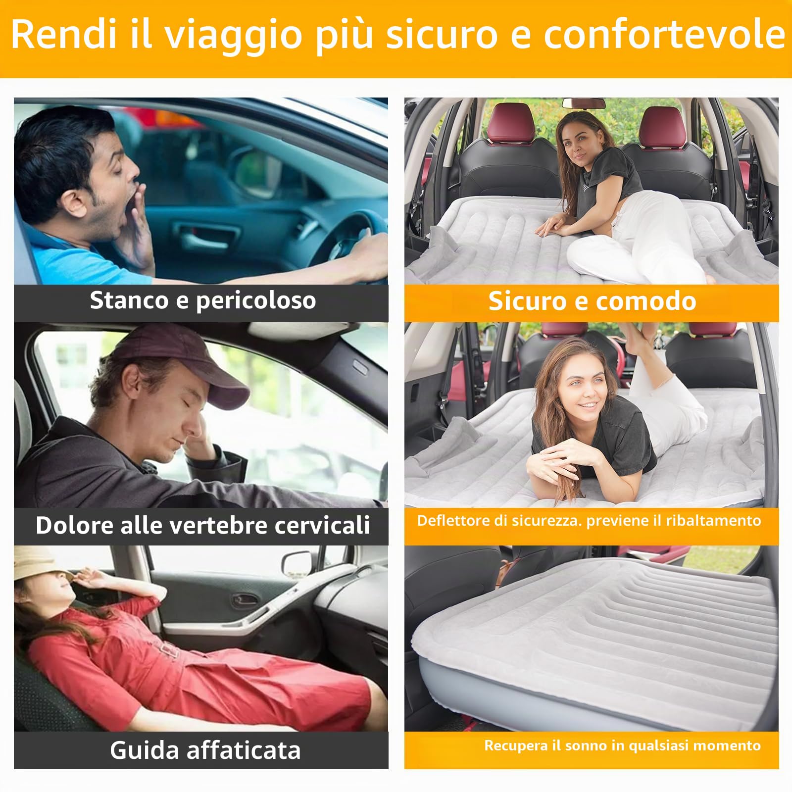 KMZ SUV Materassino Gonfiabile Thickened and Double Side Flocking Travel Mattress Camping Air Bed with Air Pump