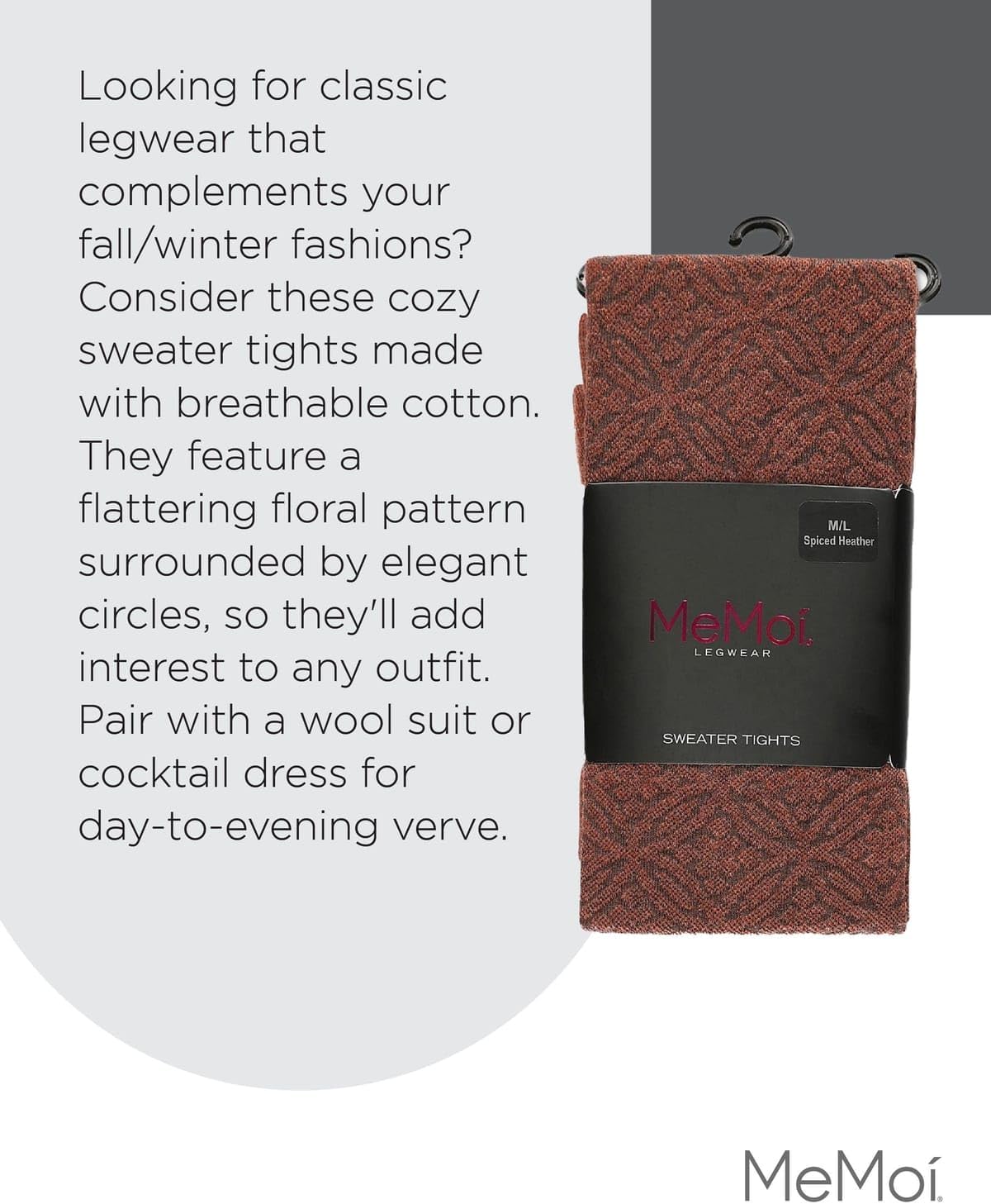 MeMoi Women's Flattering Floral and Circular Pattern Sweater Tights - Image 6