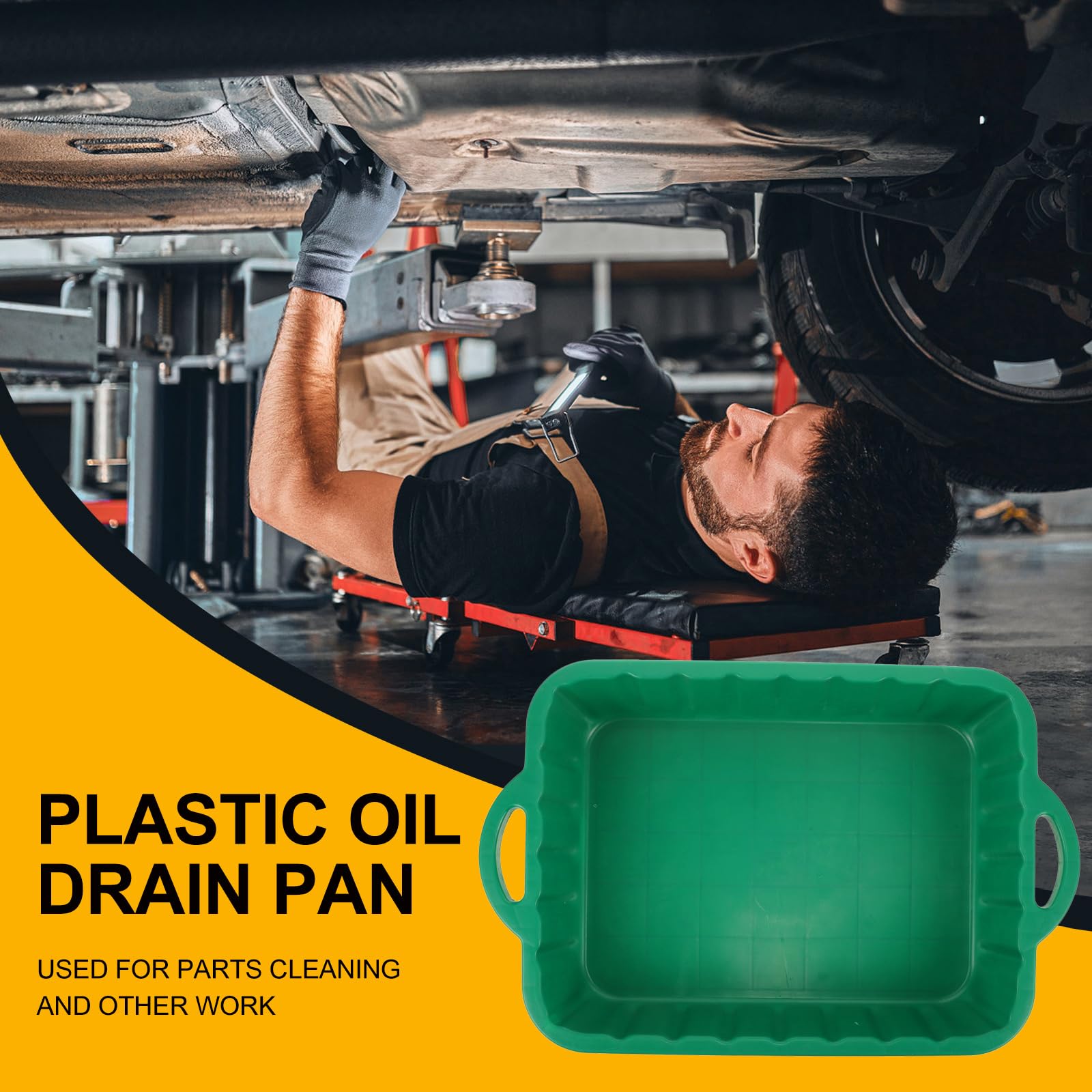 ULTECHNOVO Bandeja De Drenaje De Aceite para Vehículos 23.62X15.35X3.54 Pulgadas Colector De Aceite Motor Plástico Antigoteo Herramienta para Reparación Y Mantenimiento De Coches