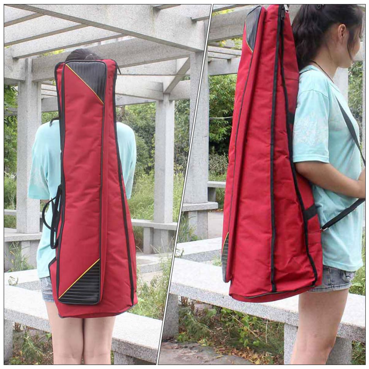 VICASKY Posaunentasche aus Oxford Stoff mit Fronttasche Portable Instrumententasche für Tenorposaune Rote Große Tragetasche zum Reisen