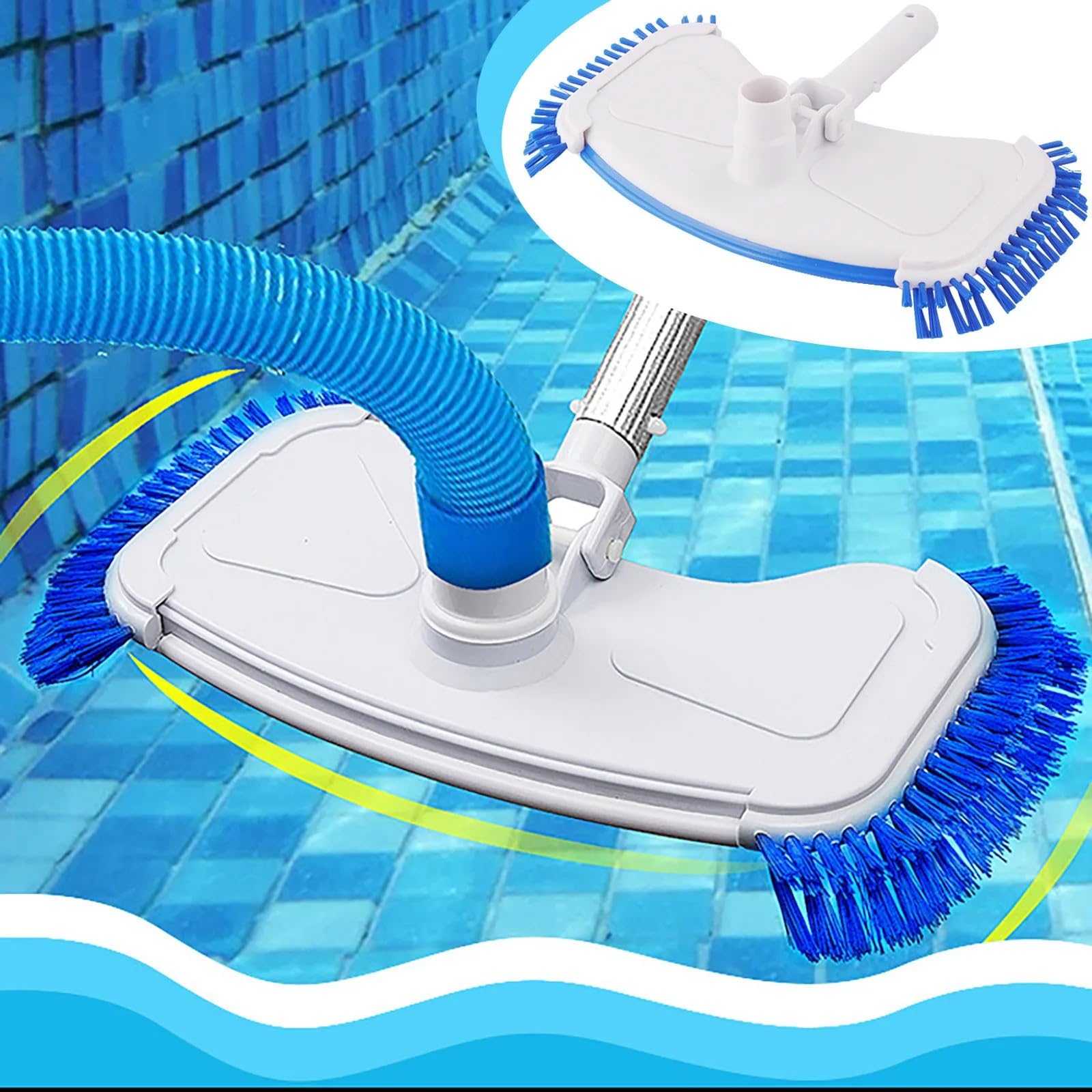 aspirateur Piscine Tête d'aspirateur pour Nettoyeur de Brosse, tête d'aspiration de Piscine, pièces d'outils de Nettoyage de Brosse, tête d'aspiration avec Brosse latérale Kit Piscine