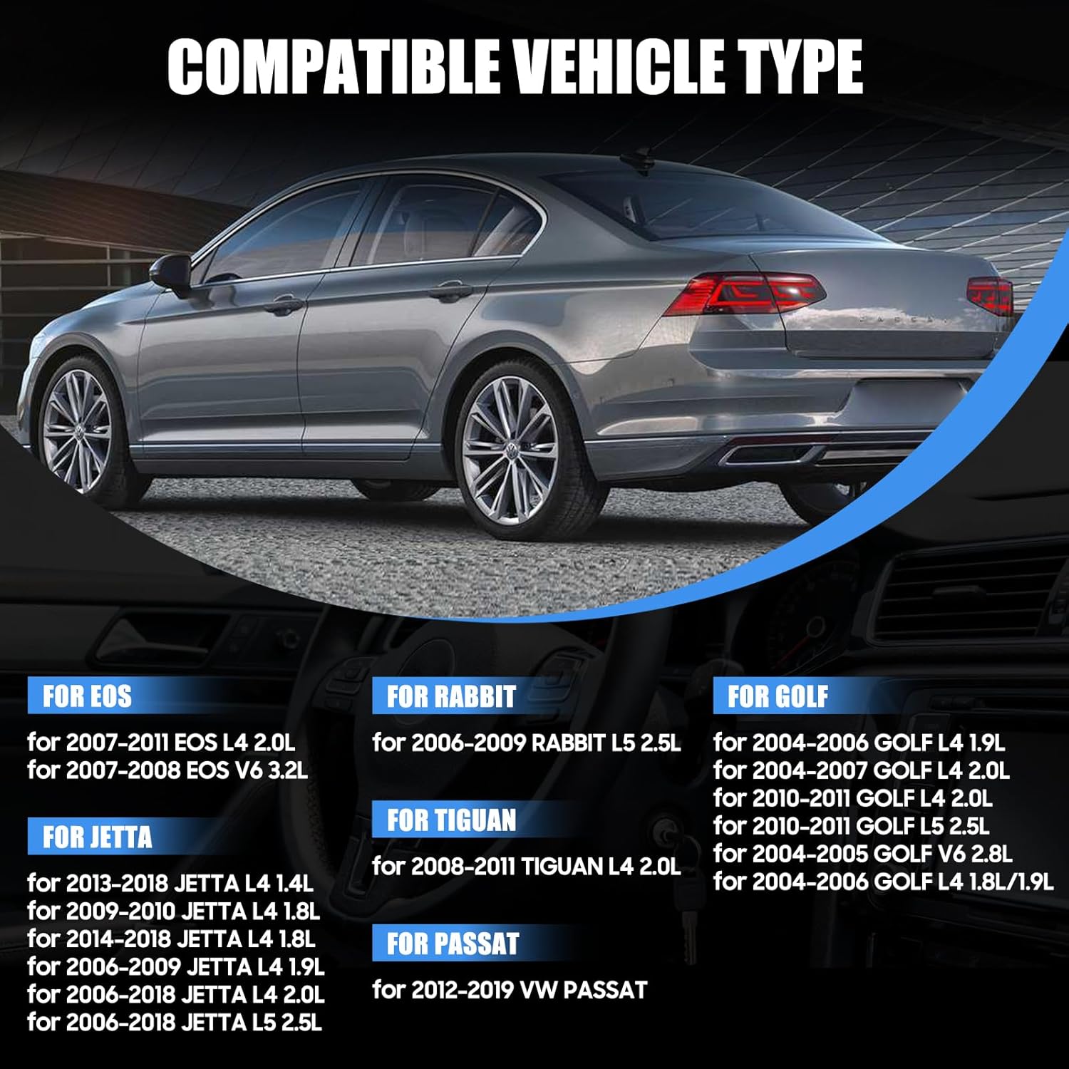 1K0905851B Ignition Switch Lock Cylinder with Key for Jetta 2006-2018, 2004-2011 Golf, 2006-2009 Rabbit, 2007-2011 EOS, 2012-2019 Passat, 2008-2011 Tiguan, Replace 1K0905841 1K0905865 - Image 3