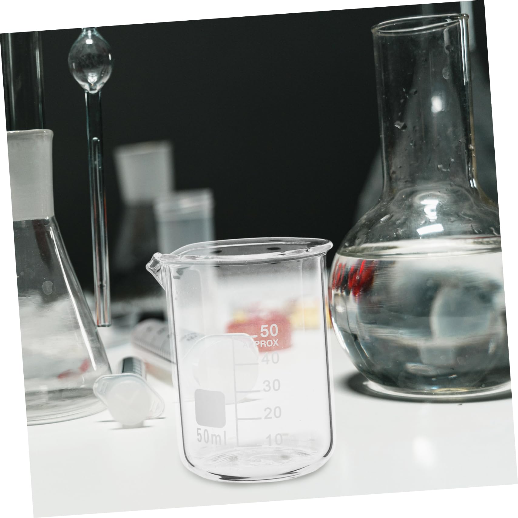 iplusmile Set 6 Pezzi Becher in Vetro Resistenti al Calore 50ml Scala Chiara e Becher Graduati per Progetti di Laboratorio e Uso in Cucina