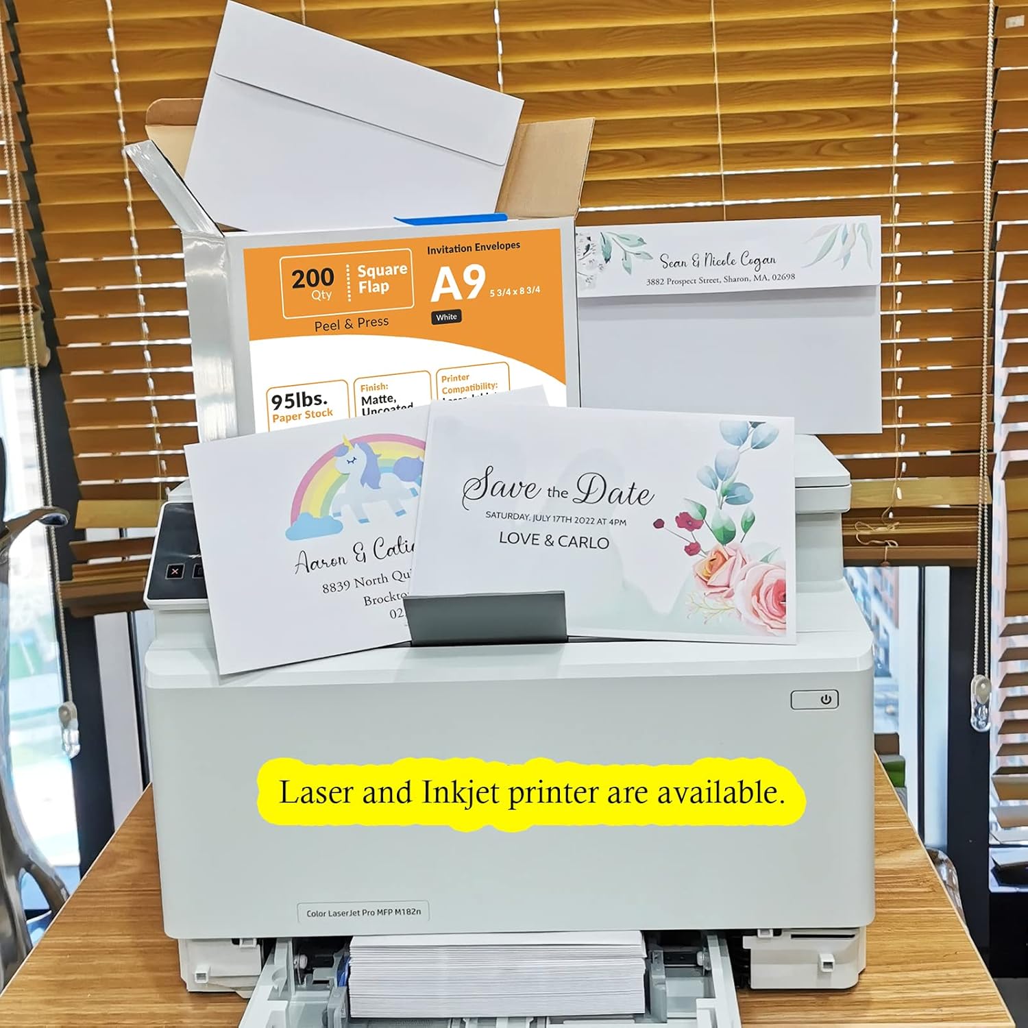 200 Pcs Bulk A9 Invitation Envelopes in White Peel & Press Self Seal 5 3/4 x 8 3/4 Square Flap Envelopes 100lb. for Wedding Holiday Shower Business Invitations Announcements Mailing Greeting Cards