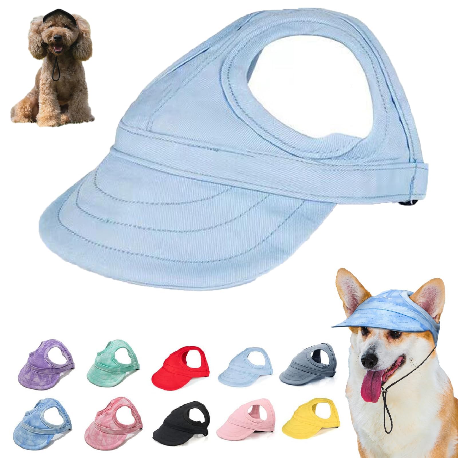 Outdoor Sun Protection Hood for Dogs, 2024 New Dog Outdoor Sun Protection Hat, Adjustable Dog Sun Protection Baseball Hat Cap, Puppy Sun Hat-E||L