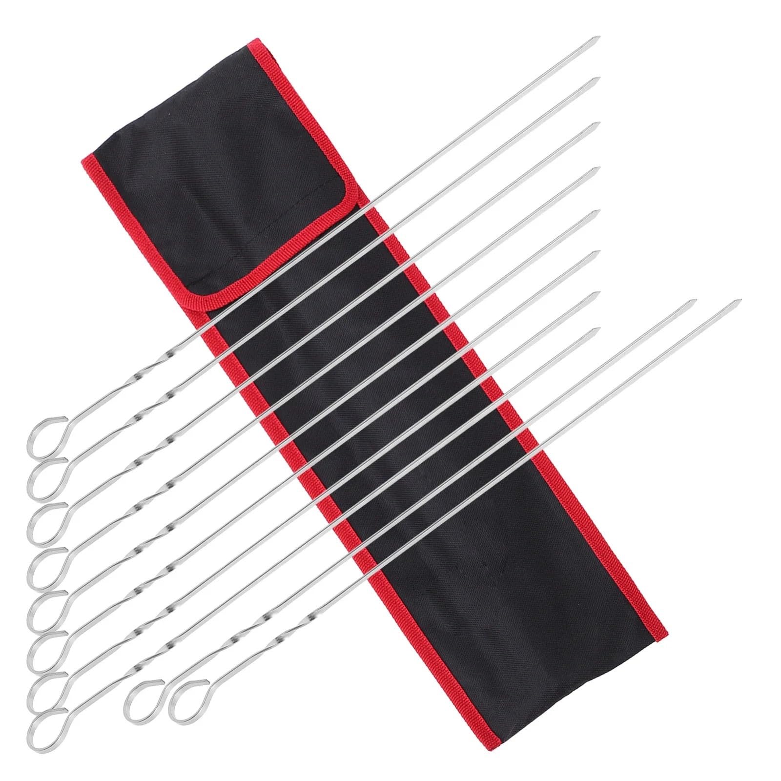 40 pz acciaio inossidabile piatto metallo barbecue spiedini design intrecciato kebob bastoncini riutilizzabili lunghi alla griglia for carne salsiccia all'aperto Per Barbecue