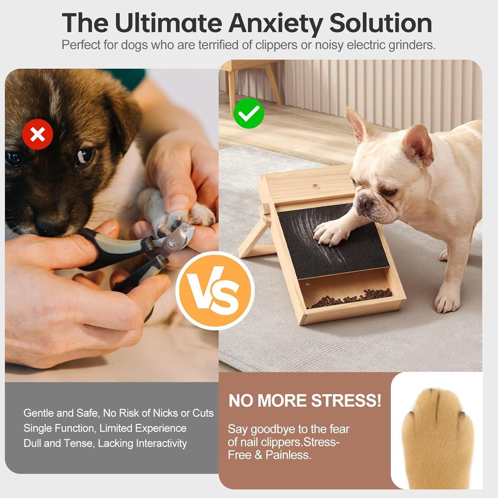 Rascador De Uñas para Perros con Caja De Premios, Alfombrilla Portátil para Limar Uñas para Perros De Todas Las Razas, Tabla Raspadora De Uñas De Madera