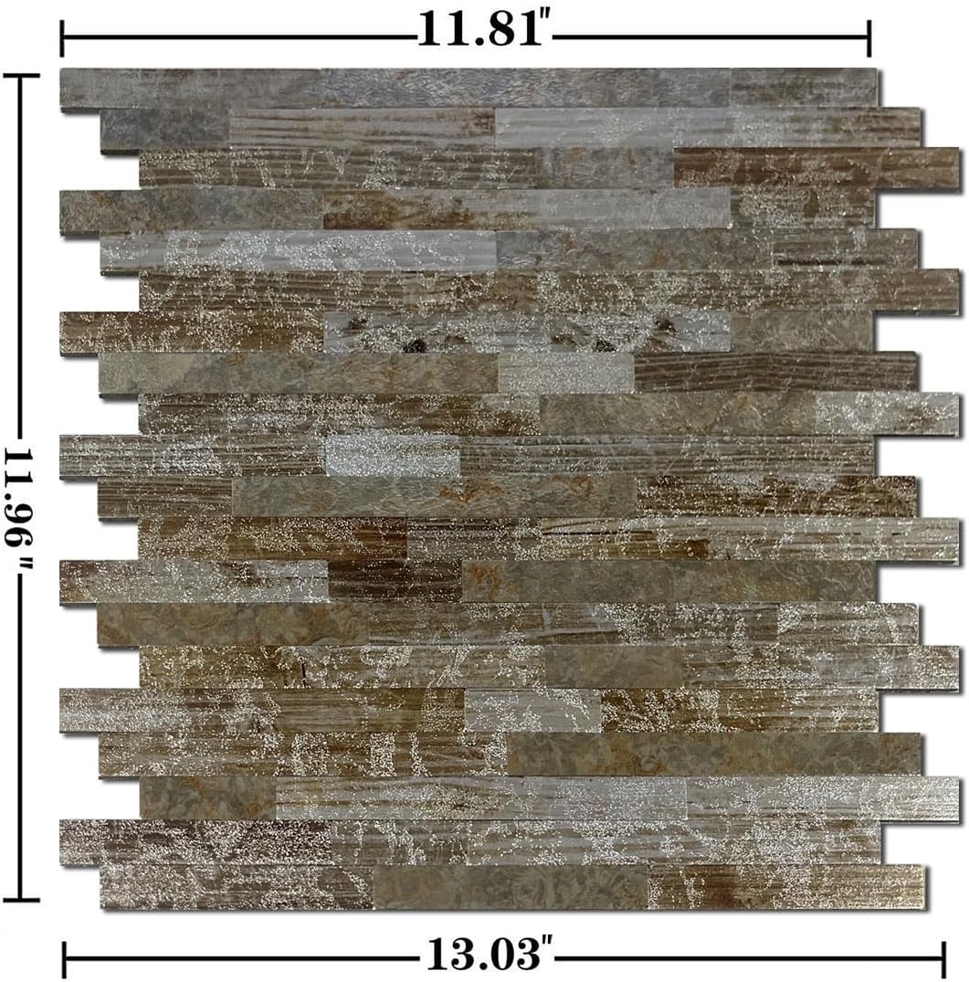 10 Sheets Peel and Stick Backsplash Tile, Self-Adhesive Mosaic Tile, Stick on Kitchen, Bathroom Vanities, Laundry Table（Printed-2 ）