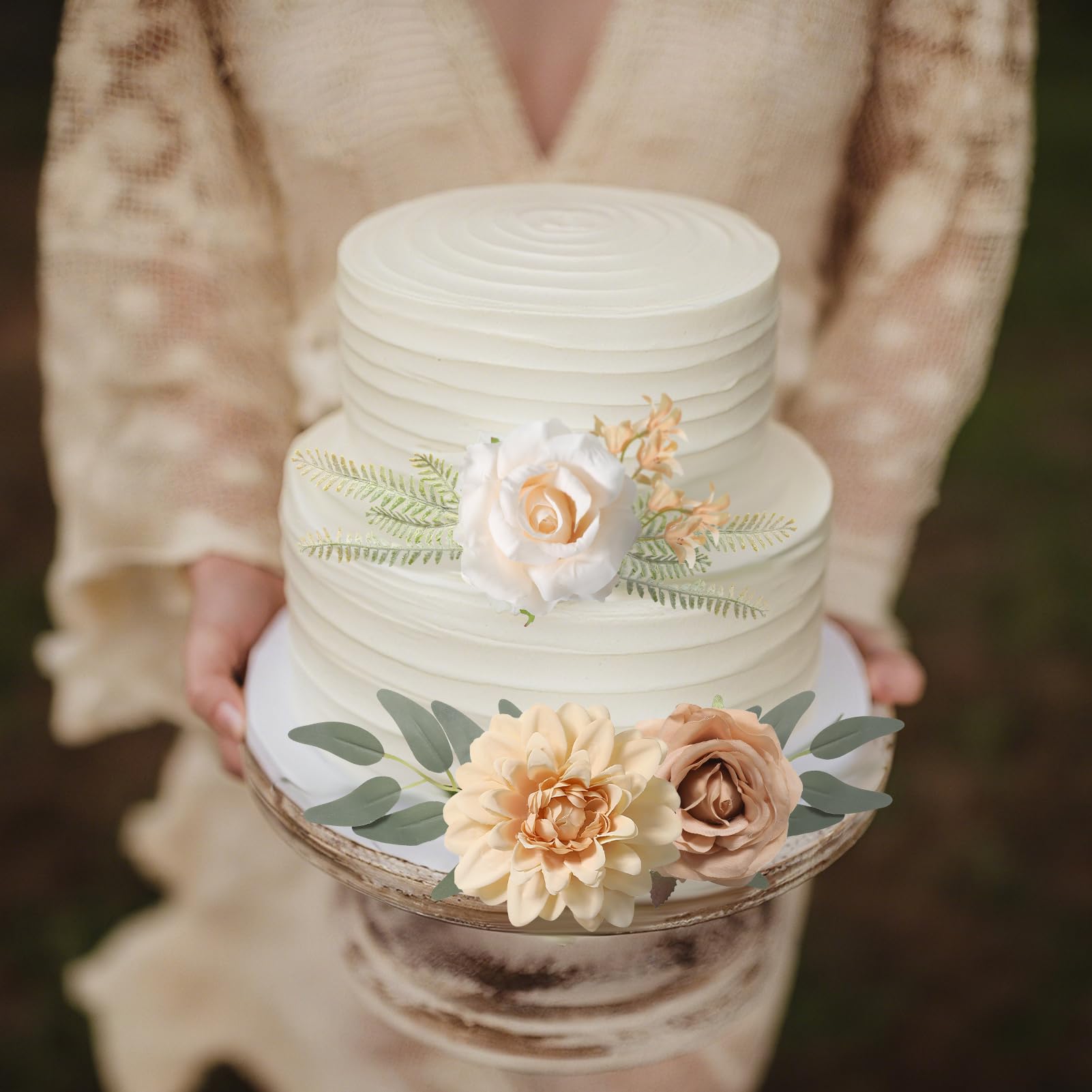 rongflower Blumen-Kombibox-Set, Seidenblumen, künstliche Rosen für DIY-Blumenarrangements, Hochzeitssträuße, Tischdekorationen, Babypartys, Feiern und Heimdekoration (Hautfarbe)