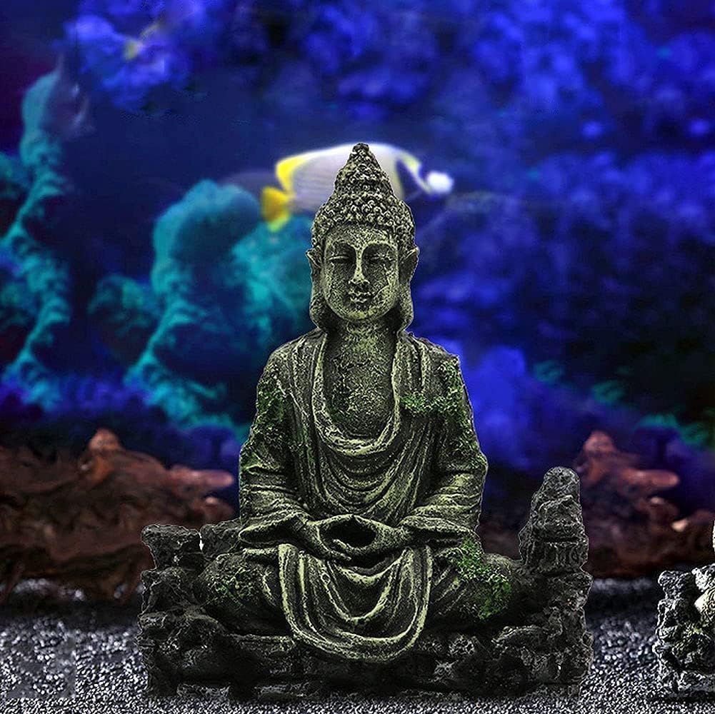 anfei Kizzy Pets Aquarium Decoration Ornaments for Fish Tank Underwater Landscape Hideaway Fish Tank Scenery for Betta, Small Lizards, Etc(Buddha Statue Decor, Resin),5.6 X 6.9 Inch 3