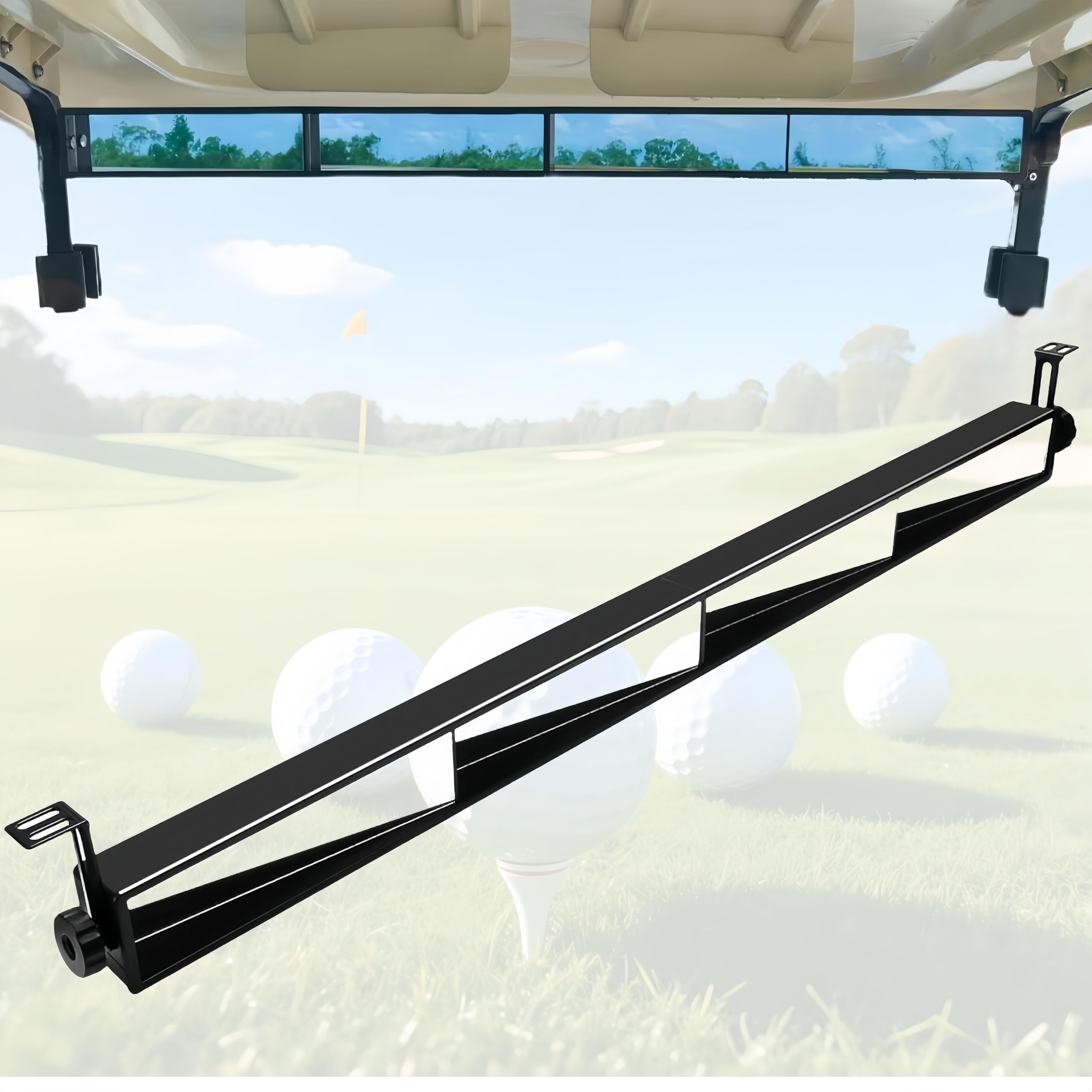 GENOUR 4-Panel Golf Cart Rear View Mirror - Wide Angle Universal Fit for Yamaha/Club Car/EZGO | Blind Spot Elimination Mirror | Golf Cart Accessories & Safety Upgrade