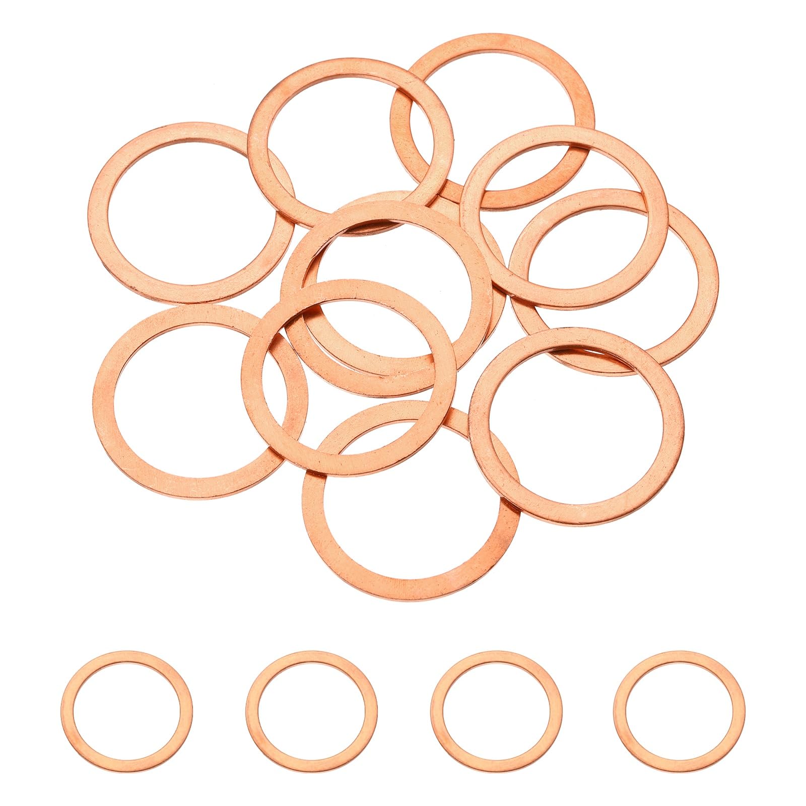 DEFANEX 16 Pcs M30 Copper Washer Sealing Ring (30mm ID 38mm OD 1.5mm Thickness) Metric Sealing Gasket Flat Crush Washer, for Automotive Plumbing Mechanical Oil Drain Plug โ image 1