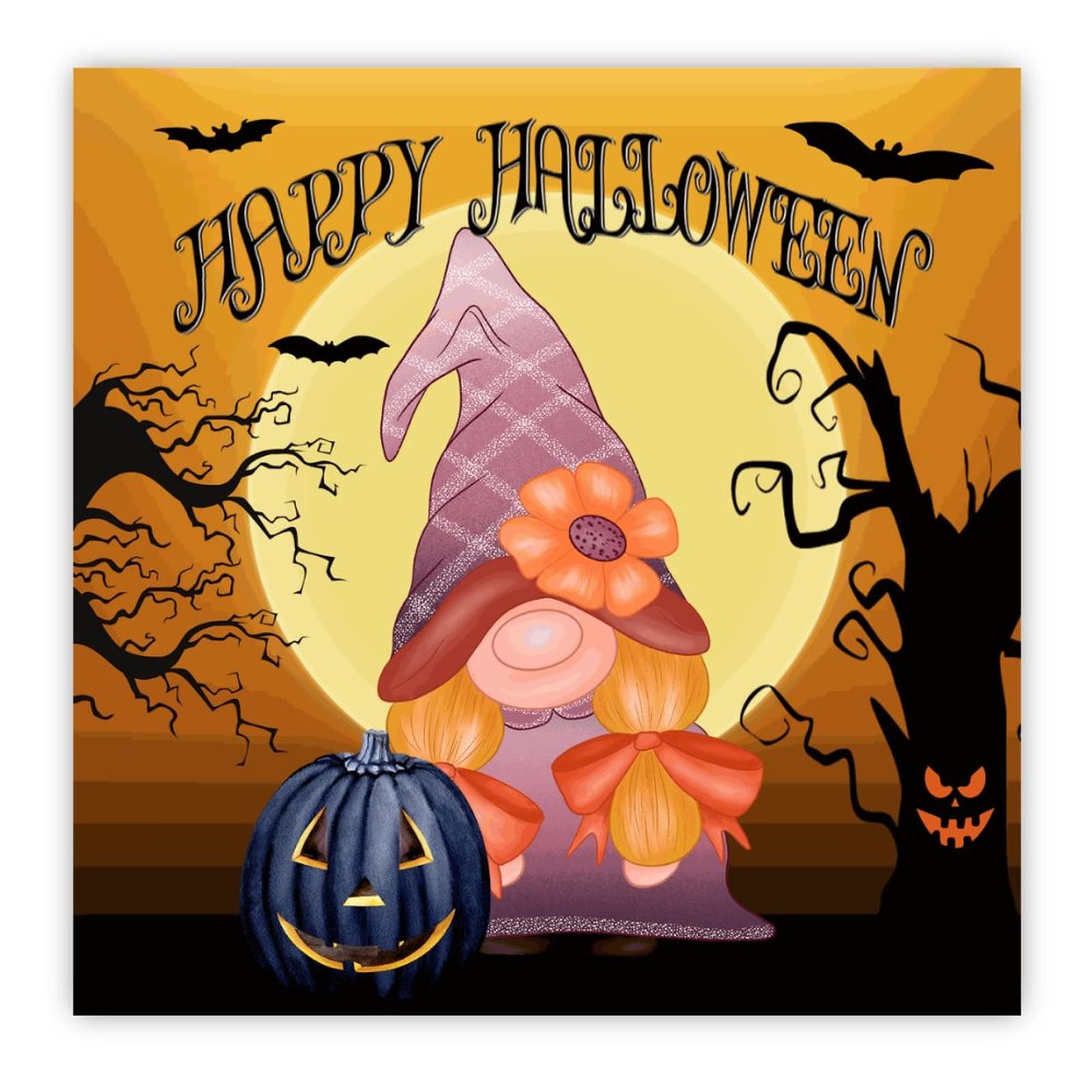 Panneau en bois Happy Halloween citrouille chauve-souris suspension murale