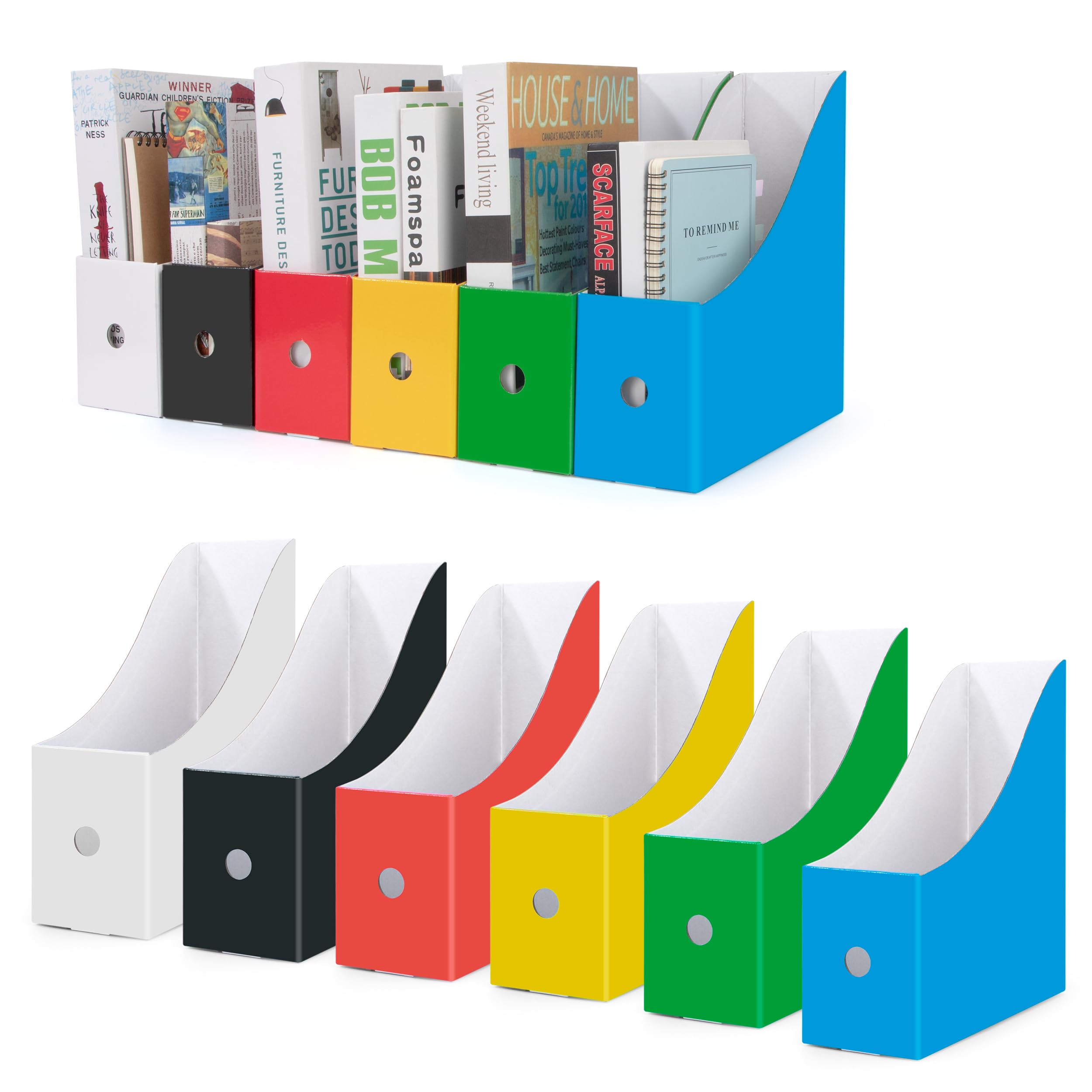 Porte Revue en Papier Kraft Multicolore pour Bureau Maison École (6 Pièces) Organiseur Dossier avec Étiquettes