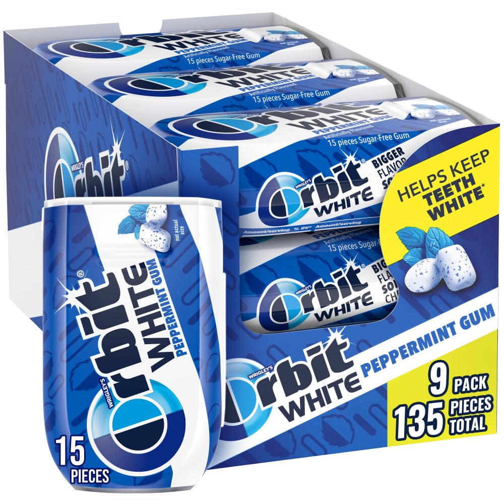ORBIT White Peppermint Sugar Free Chewing Gum, 15 Count (9 Pack)
