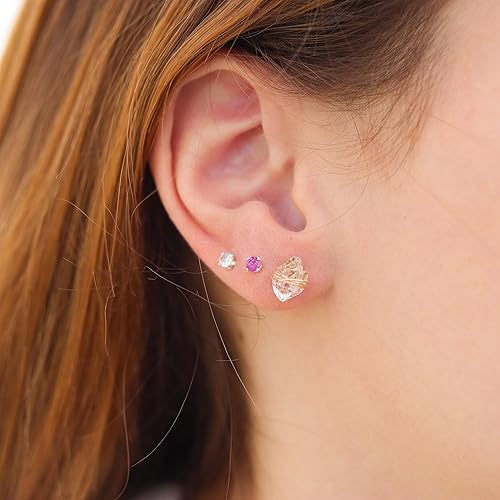 Miniatura 7 de 14K Gold Fill Herkimer Diamond Stud Earrings, Handmade for women by Lotus Stone Jewelry (gold-filled)