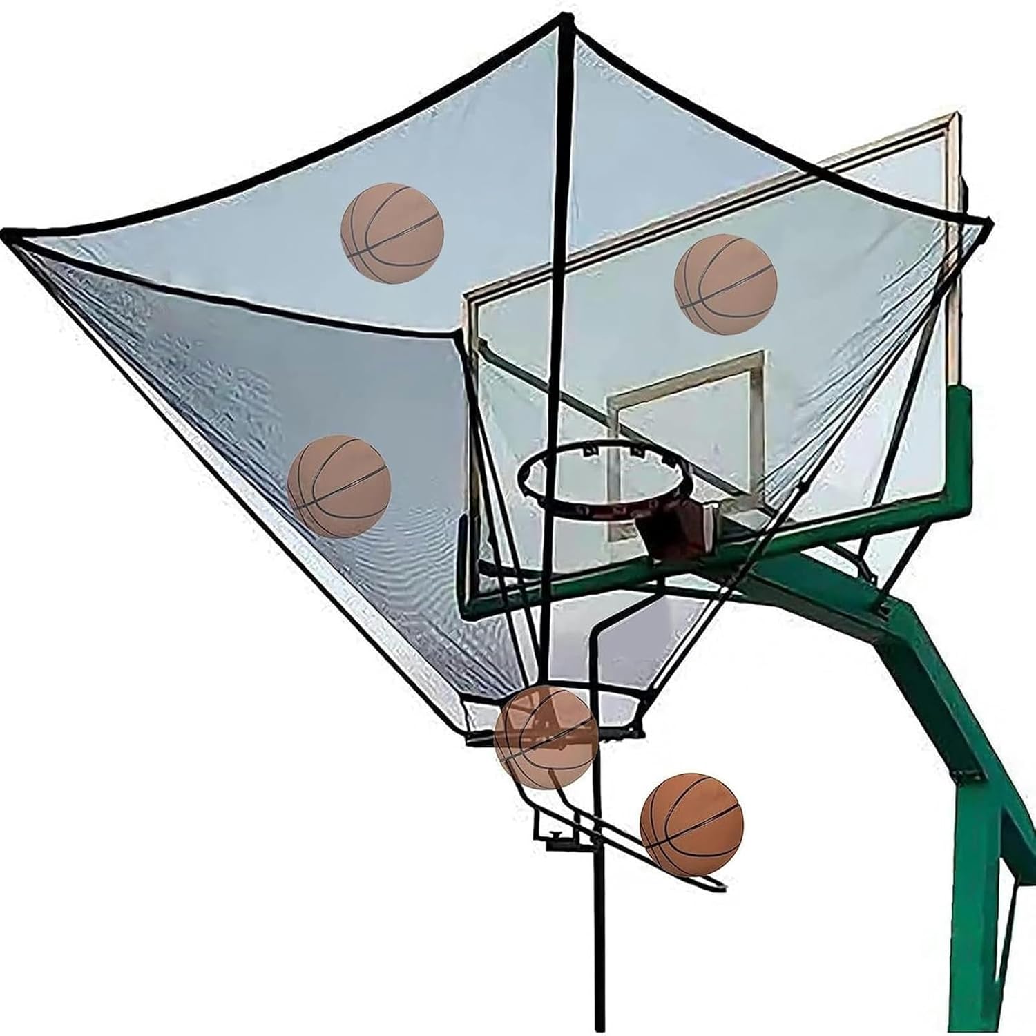 Multi-Function Basketball Rebounder Attachment - Functions as Net Return, Shot Trainer, and Protective Barrier, All-in-One Solution for Home Gyms