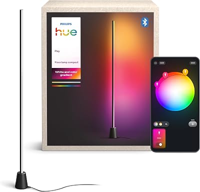Philips Hue Play Lámpara de Pie, LED RGBWWIC, 122 cm, Tecnología Gradient, Luz Inteligente Regulable, Alexa, Google Home, Apple Home, TV Sync Requiere Hue Bridge y Sync Box (Se Venden Aparte)