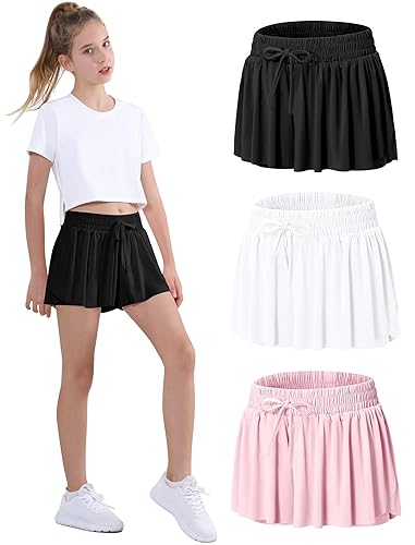 EXARUS Girls Butterfly Shorts Flowy Dance Skorts Cheer Teen Athletic