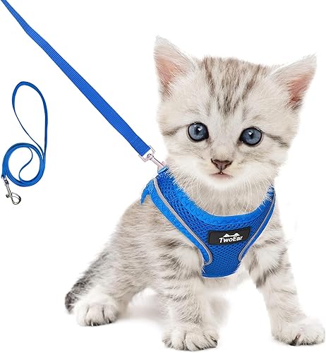 TwoEar Arnés de gato a prueba de escape, suave chaleco ajustable para perro, de malla transpirable, chaqueta reflectante de fácil control para