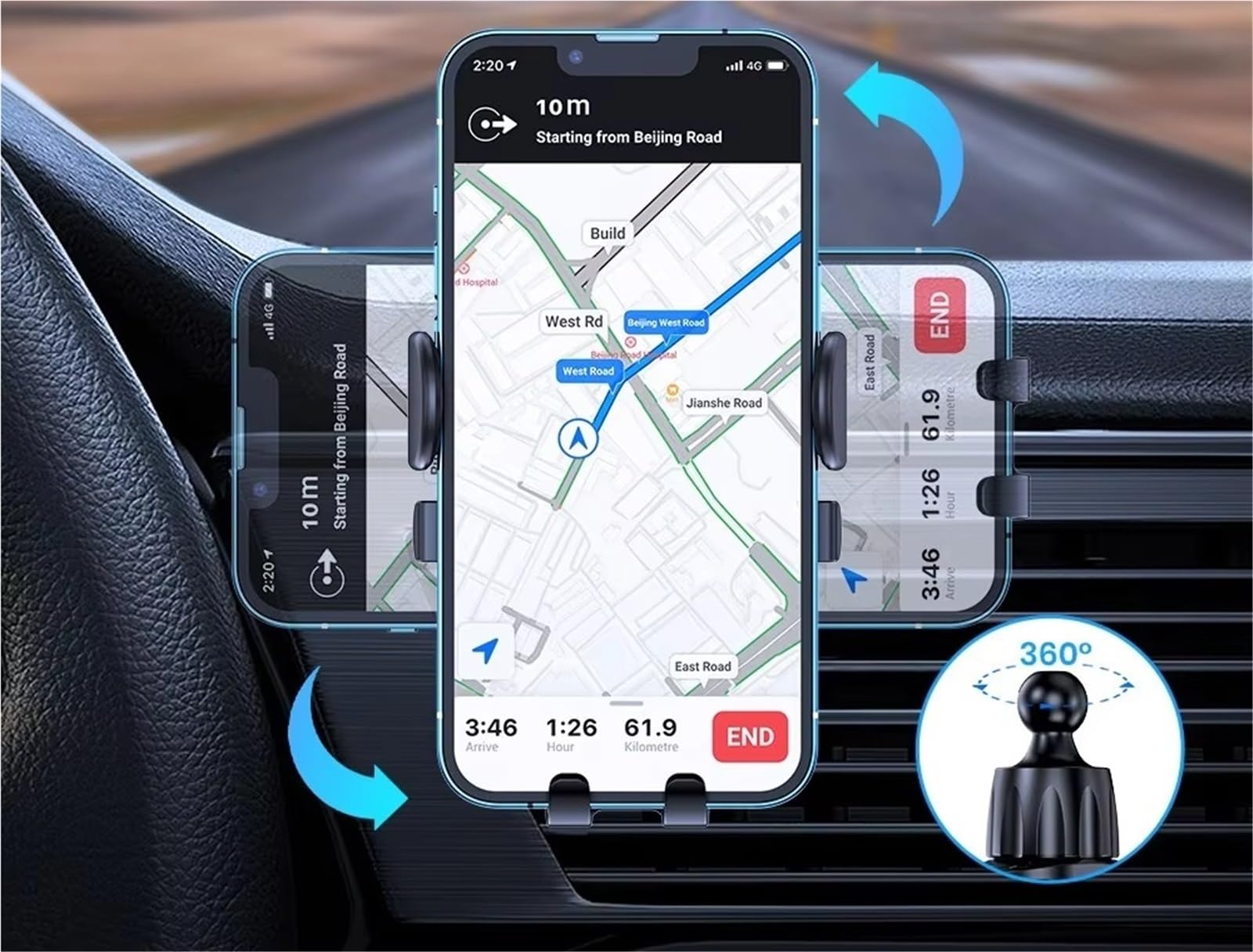 para Samsung Soporte Universal Teléfono Automóvil Soporte Teléfono Móvil Teléfono Móvil Teléfono Móvil Clip Ventilación Aire Automóvil GPS Suporte Telemovel Carro