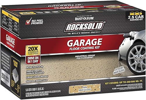 Miniatura 2 de Rust-Oleum Rocksolid 293515 - Revestimiento de policuramina a base de aceite para suelo de cochera, kit para superficie de 2.5 autos, color marrón