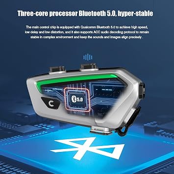 FreedConn FX Motorcycle Bluetooth Headset with Music Sharing, 2pcs 10 Riders 1500m Group Helmet Intercom with Noise Cancellation/FM Radio/Universal Pairing, Silver Ultra-Thin Body